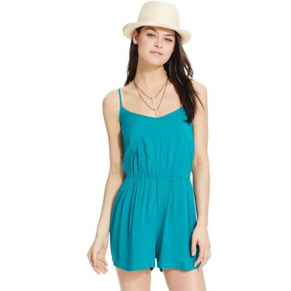 ULTRA FLIRT Juniors' Turquoise Sleeveless Romper w/Cinched Waist NWT Small - Picture 4 of 9